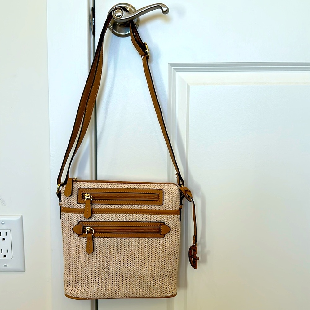 Giani Bernini Women’s Straw North South Small Crossbody Bag
